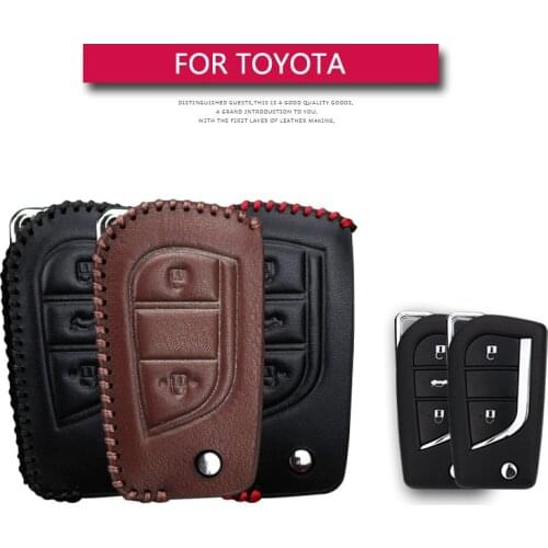 KUKAKEY Leather Car Key Case Cover For Toyota Hilux Corolla avensis Prado Fortuner RAV4 CHR Smart Shell Accessories