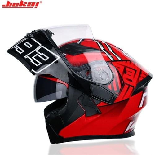 JIEKAI Motorbike Removable Lining Full Face Helmet Motorcycle Flip Up Helmet Racing Summer Winter Dual Lens Visor Motocross