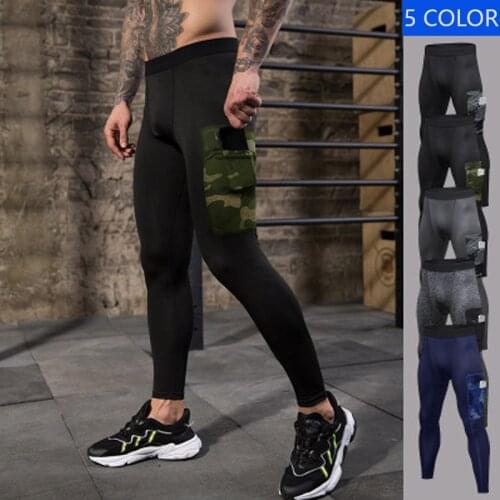 Men Leggings Tights Compression Fitness Leggings Camouflage Pocket Training Running Quick-drying Pants Jogging Gym Sportswear