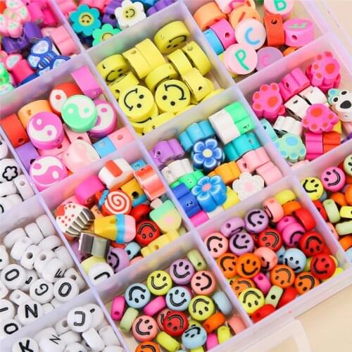 YEYULIN Beads Kit Resin Polymer Clay Spacer Beads Letter Smile Beads DIY Handmade Bracelet Necklace For Jewelry Making Craft