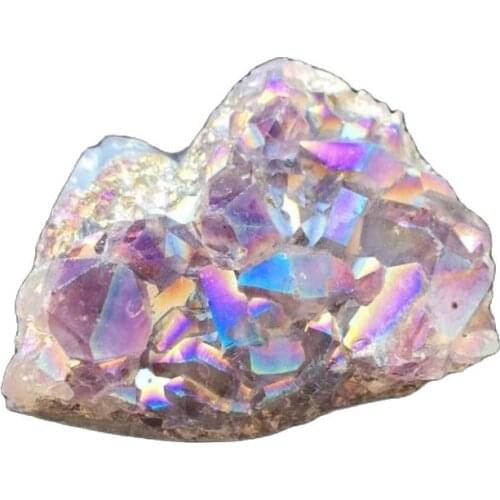 Lovely rainbow angel aura crazy amethyst clusters natural quartz crystal rough lealing stone for children gifts