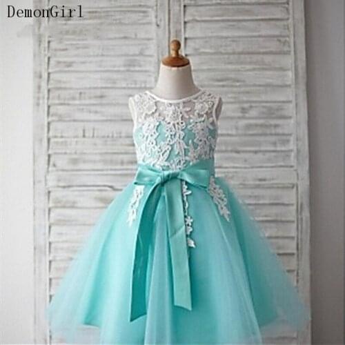 Puffy A-Line Girls Birthday Dresses with Sashes Princess Knee Length Flower Girl Dress for Wedding Party