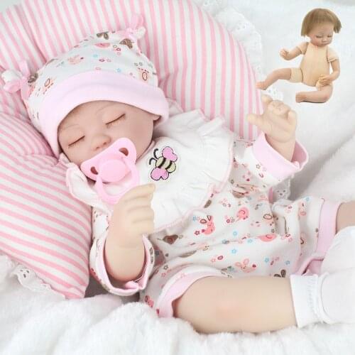 40 CM newbron bebe realistic reborn baby dolls cloth body soft slicone lifelike sleeping baby Anatomically birthday gift for kid