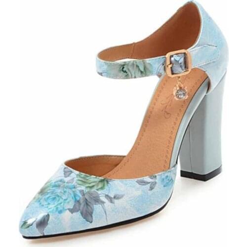 Big Size high heels sandals women shoes woman summer ladies Printed Baotou high heel sandals small size