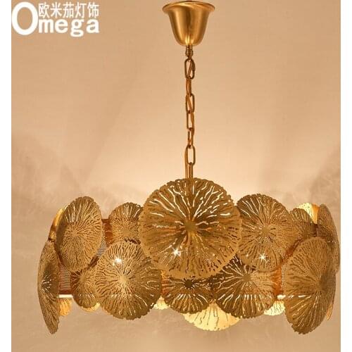 Nordic light luxury copper chandelier designer postmodern living room creative golden restaurant model room luxury lamps