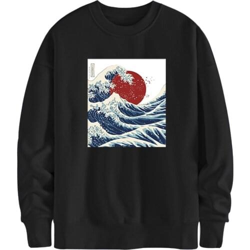 Japan Waves O Neck Sweatshirts Man Hoody Streetwear Male Clothing 2020 Brand New Arrival Tracksuits Outdoor Moletom Masculino