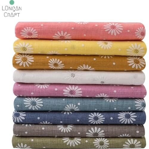 50cmX140cm Floral Printed Cotton Linen Cloth Fabric Linen Summer Thin Retro Style Clothing Fabric DIY Apparel Sewing & Fabric