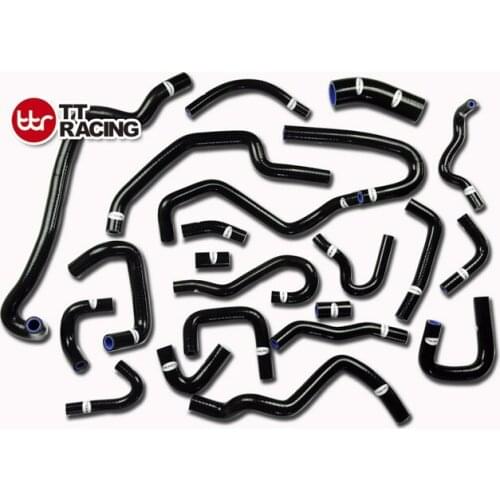 TT1601CBK - Silicone Radiator Heater Hose Kit For Nissan Silvia 180SX 200SX S13 CA18DET BLACK