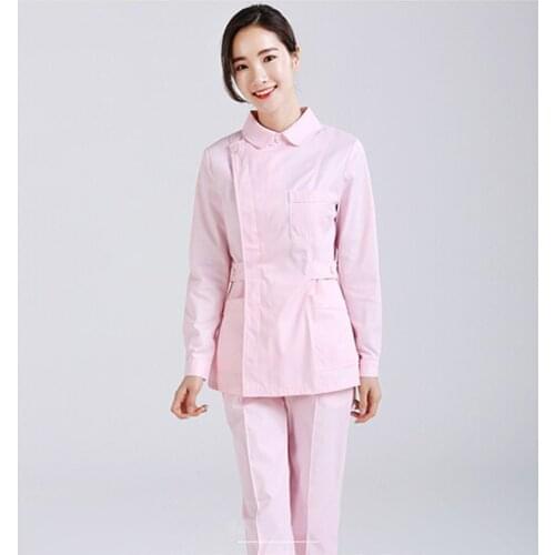 Nurse uniform long-sleeved round neck nurse uniform suit beauty salon dental pharmacy overalls