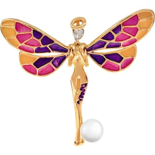 CINDY XIANG Dragonfly Fairy Brooches For Women 2-color Cute Colorful Enamel Insect Figure Party Casual Brooch Pins Friends Gifts