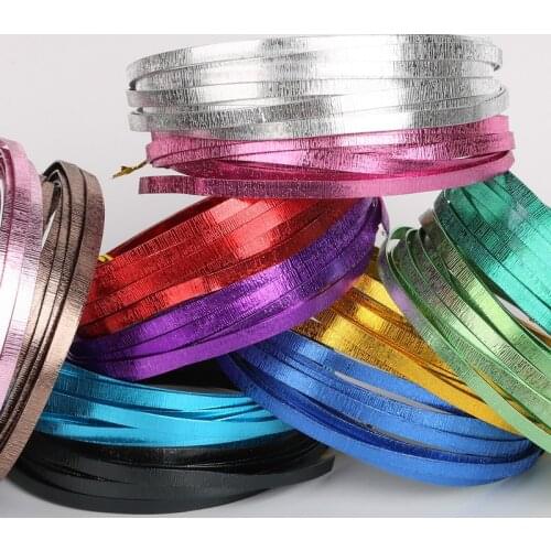 Embrossed Flat Anodized Aluminum Wire Gold Silver Coffee Black Soft 5mmx1mm 3m Carving Embossing Wrap Beads Craft Jewelry Wire