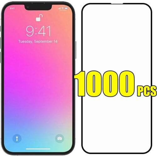 1000pcs Tempered Glass Full Cover Cover Curved Screen Protector Film Guard For iPhone 12 Mini 11 Pro Max XS XR X 8 7 6 Plus SE