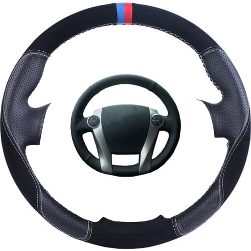 Suede Leather Car Steering Wheel Cover For Toyota Prius 30(XW30) 2009-2015 Prius C(US)2012-2017/Custom Steering Wrap Braid