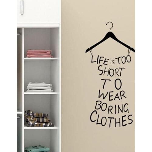 Life Is Too Short Print Fitting Room Self-adhesive Wall Decal PVC Sticker Letter Words Decoration Home Decor