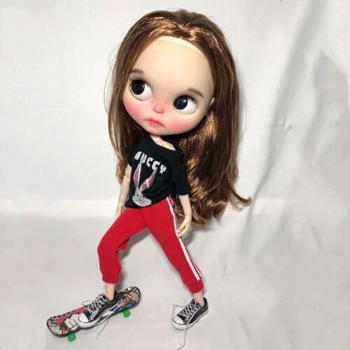 1 Set Cool 1/6 Blyth Doll Clothing Casual T-shirt + Pant for Azone 30cm Blyth Gift Pants Doll Accessories Gift