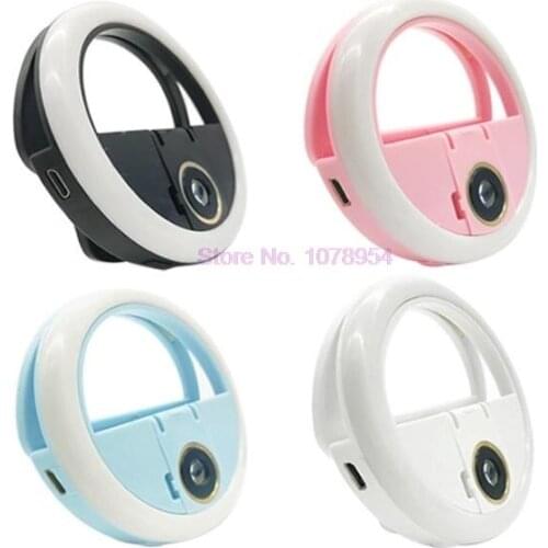 50pcs USB charge LED Selfie Ring Light Macro Eyelash Shooting Lighting Selfie Enhancing Fill Light For Phones Eyelash Extension