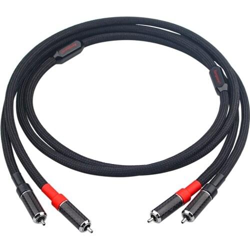 Audiophile RCA Cable OCC Silver Plated Wire Home Theater Amplifier Audio Cables with Carbon Fiber RCA Plug