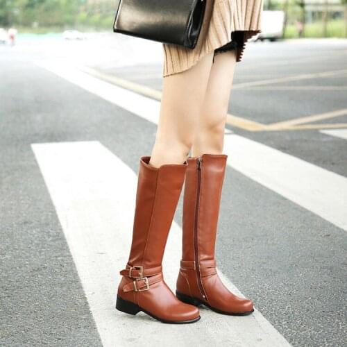 Big Size 9 10 11-13 boots women woman winter boots women women shoes botas Side zipper with belt buckle