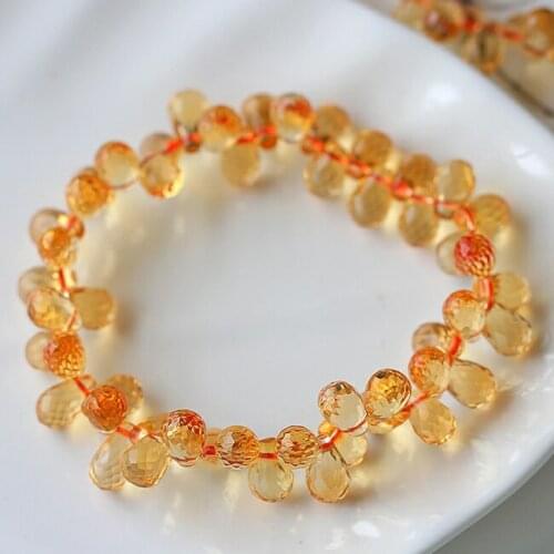 Natural Yellow Citrine Quartz Water Drop Clear Round Beads Bracelet 6mm 7mm 8mm 9mm Gemstone Wealthy Stone AAAAAA