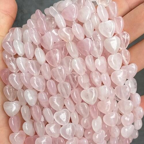 Natural Pink Crystal Quartz Stone Beads Heart Shape Loose Beads For DIY Bracelet Necklace Making 10x10 14x14mm Strand 16