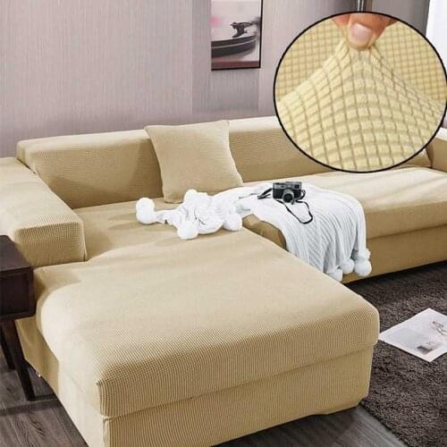 Thick Sofa Protector Jacquard Solid Plaid Sofa Covers For Living Room 3 Seats Covers For Corner Sofa Slipcover L Shape