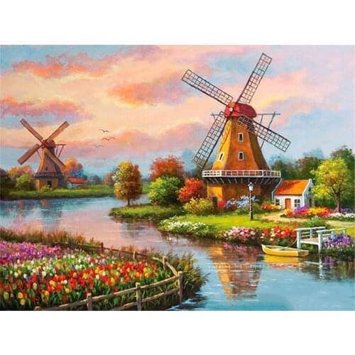 Flower Landscape DIY Embroidery Cross Stitch 11CT Kits Needlework Craft Set Cotton Thread Printed Canvas Home Sale
