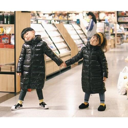2019 New Fashion Warm Childrens Down Jacket Boys and Girls Knee Length Down Jacket Boys Coats Winter Kids Down Jacket