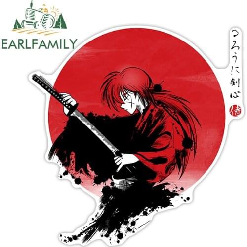 EARLFAMILY 13cm x 12.7cm Swordsman Japan Samurai Car Stickers Vinyl Bushido Spirit Decal JDM Waterproof Car Styling Graphics
