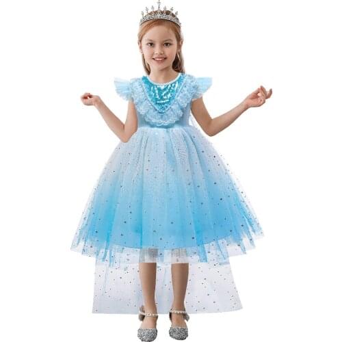Girls sequined star net gauze cape sweet fluffy dress girl princess dress cosplay dress childrens clothing formal dress