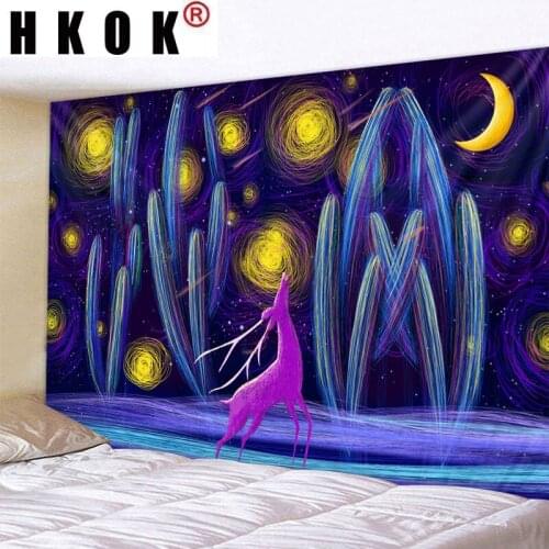 HKOK Cactus Hippie Tapestry Wall Hanging Wall Covering Rugs Mural Background Cloth Beach Towel Fabric Yoga Blanket Home Decor