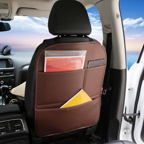 1PC PU Leather Car Organizer Seat Back Storage Waterproof protection Bag cover Holder Back Seat Organizer for Kids Storage mat