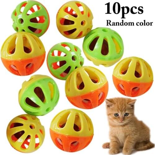 10PCS Cat Bell Toy Funny Kitten Chasing Toy Cat Interactive Toy Kitten Chew Toy Cat Jingle Ball Toy Pet Supplies Random Color