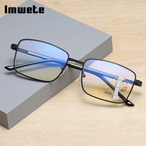 Imwete +1.0 1.5 2.0 2.5 3.0 3.5 4.0 New Anti-Blue-ray Reading Glasses Men Women Automatic Zoom Progressive Multifocal Eyeglasses