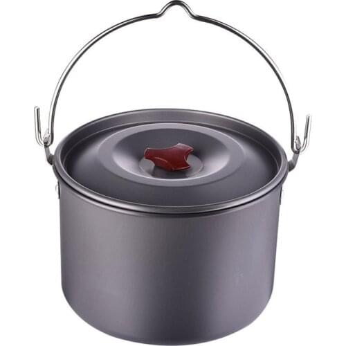 5L Cooking Pots Pans Outdoor Camping Cookware Hanging Picnic Pot Pan Aluminum Alloy Camping Stove Tool
