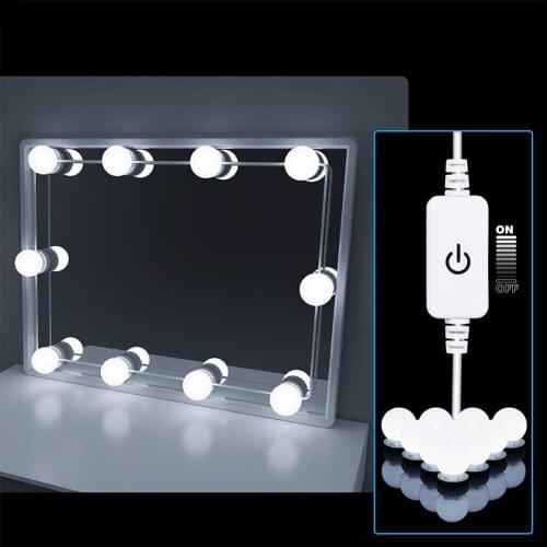 Makeup Mirror Vanity 10 LED Light Bulbs Kit 110V 220V Cosmetic Lighted Make up Mirrors Bulb Adjustable Brightness Mirror lights