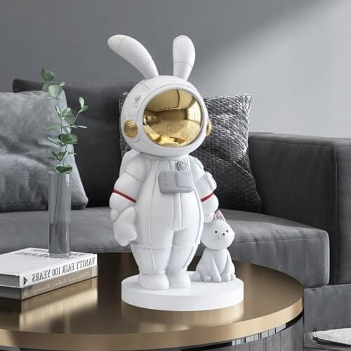 Space Rabbit Ornament Resin Crafts Figurine Modern Home Decor Cosmonaut Model Art Sculpture Office Desk Decoration Accessories