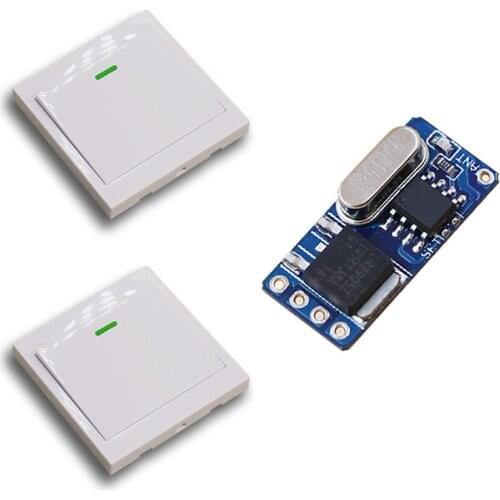 Hot Selling DC3.5V 6V 7V 9V 12V Wireless Remote Control Switch System Receiver & 2*White Wall Panel Sticky Remote for Smart Home