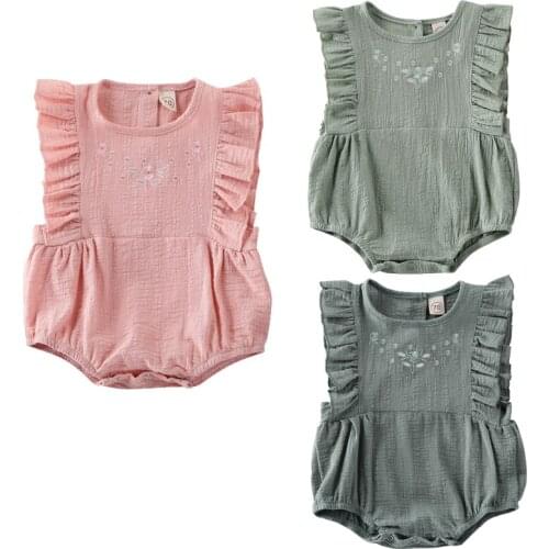 Cute Newborn Infant Baby Girl Romper Clothes Floral Ruffles Sleeveless Romper Jumpsuit Outfit