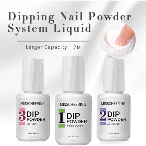 3Pcs/Set Nail Gel Manicure Set for Art Decoration Fashion Base Coat and Activator and Top Coat for Dipping Powder