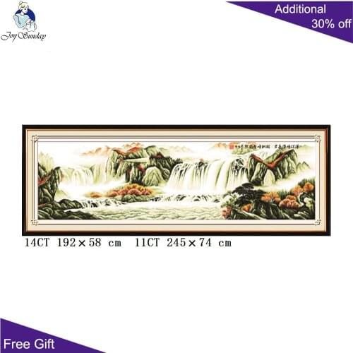 Joy Sunday Magnificent Mountains Rivers F012 Counted and Stamped Home Decor Magnificent Mountains And Rivers Cross Stitch Kits