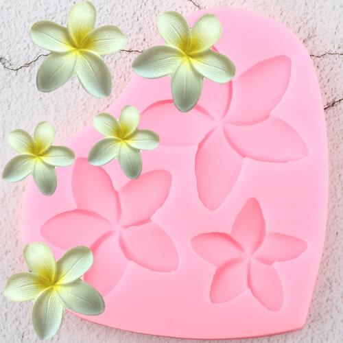Plumeria Flower Silicone Mold Wedding Cupcake Topper Fondant Cake Decorating Tools Polymer Clay Candy Chocolate Gumpaste Moulds