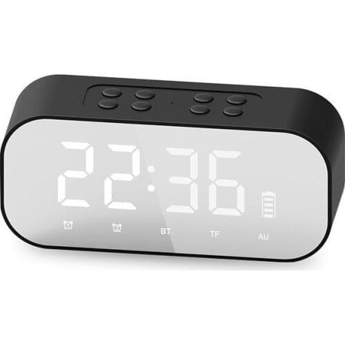 Portable Wireless Buletooth 5.0 Speaker with Alarm Clock Stereo Sound Speaker with LED Time Display Support TF AUX USB