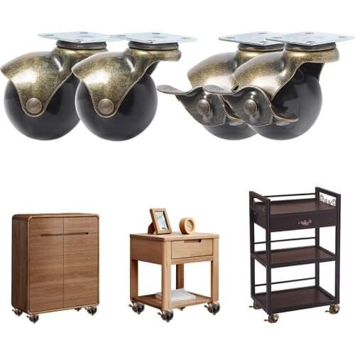 360 Degree Swivel Caster Wheels Ball Caster Wheels With Top Plate No Noise Wheels For Furniture Cabinets (1.5/2 inch with brake)