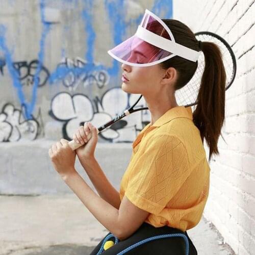 Summer Women Men Sun Hat Color Transparent Empty Top Plastic PVC Anti-UV Sunshade Sunscreen Hat Bicycle Sports Visor Caps