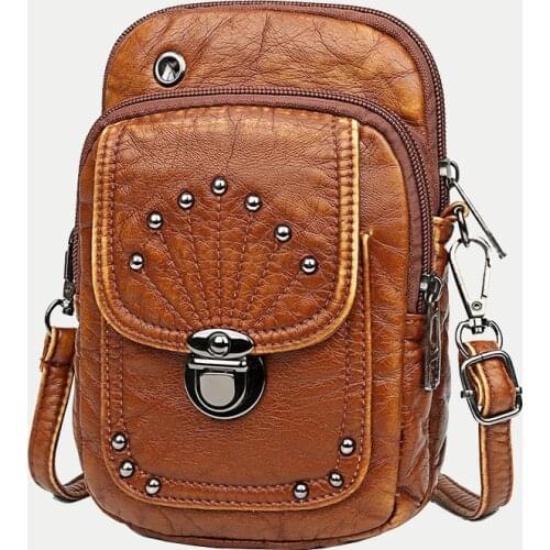 Vintage Designer Women Leather Handbags Cell Phone Pocket Lady Female Shoulder Messenger Bag Bolsa Feminina Small Purse