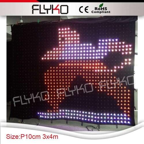 Free Shipping p10 3m*4m LED Video Cloth LED Vision Curtain