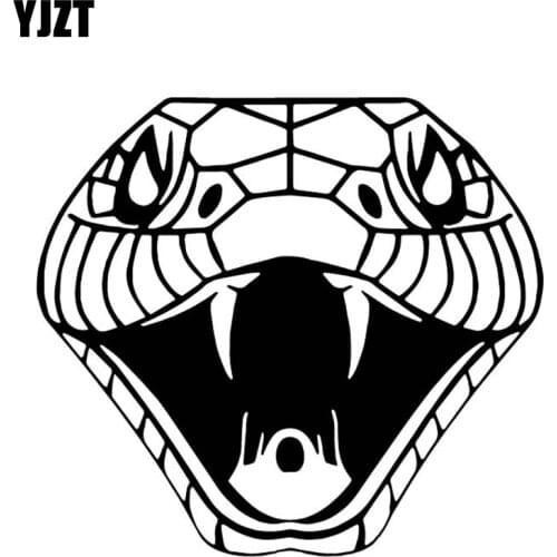 YJZT 15.3CM*13.9CM Snake Head Car Trunk Decor Car Sticker Vinyl Decal Accessories Black/Silver C4-1562