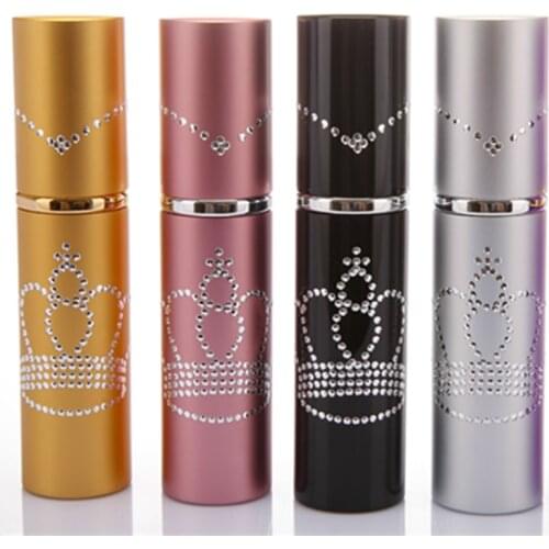 10ML Crown Aluminum Tube Portable Multi-color Glass Spray Perfume Bottle 50PCS/LOT