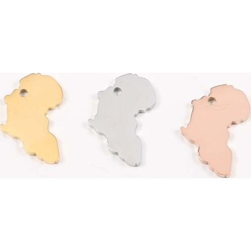 10pcs/Lot Stainless Steel Mirror Polish Africa Map Charm For DIY Jewelry Making Necklace Accessories 12*20mm