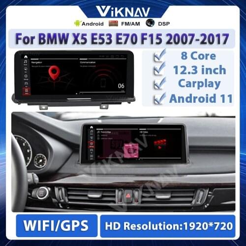 12.3 inch Android 11 GPS Navi Multimedia player car radio For BMW X5 E53 E70 F15 2007-2017 CCC CIC NBT head unit 8 core 256G